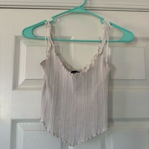 Kendall & Kylie White Pleated Asymmetrical Camisole